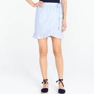 Blue Wrap Cotton Poplin Mini Skirt